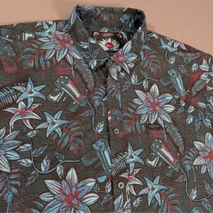 Retro‎ Rifle Hawaiian Drip V2 Button Down Shirt Mens 2XL Tropical Floral Print